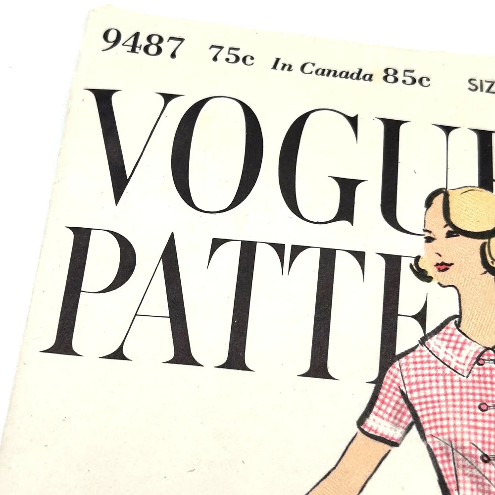 Vogue Vintage 1950's Pattern #9487 Women's‎ Button Front Flare Dress Size 14